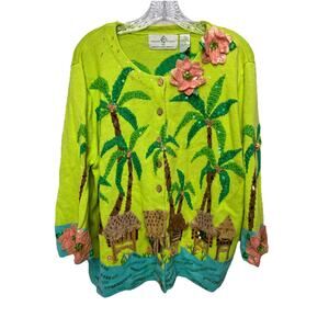Design Options Philip Jane Gordon Novelty Sweater Tropical Maximalist Hawaiian